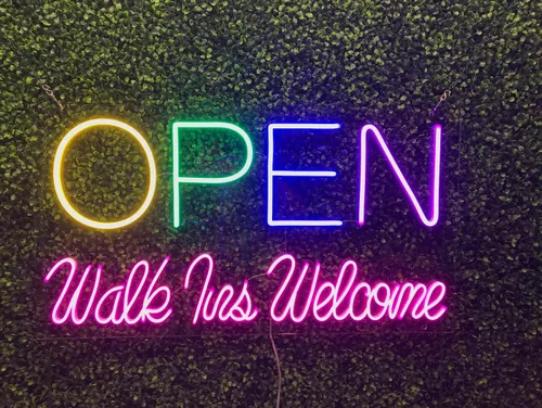 Vista 2 de Open Walk Ins Welcome led Neon Sign #30686 Made in USA