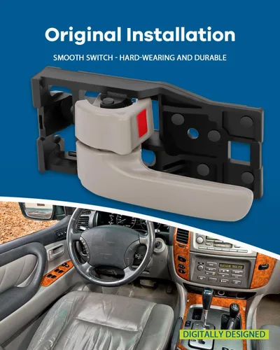 Vista 3 de LUJUNTEC Manija de puerta interior – Conductor delantero izquierdo del pasajero lado derecho, repuesto directo gris para Toyota 2000-2006