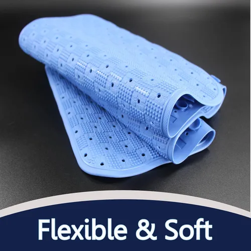 Vista 6 de SafeLand - Tapete antideslizante para baño, ducha, bañera de longitud XL, material TPR, ecológico, sin PVC, lavable a máquina, sin olor, con Azul