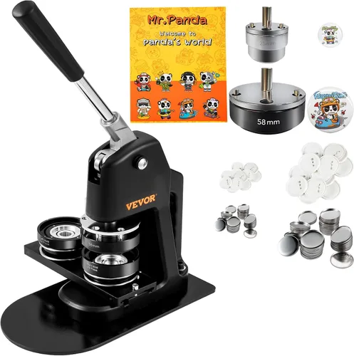 Vista 16 de VEVOR Button Maker Machine 1" / 25 mm Pin Maker 500pcs Button Parts Black Negro