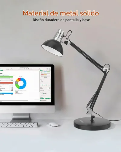 Vista 3 de LEPOWER Lámpara de escritorio ajustable de metal con abrazadera, brazo Negro