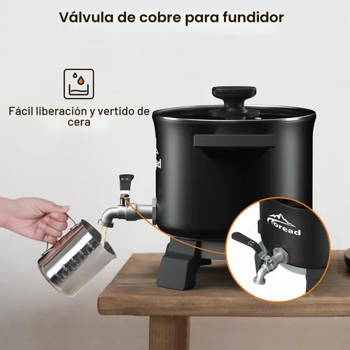 Vista 5 de TOREAD Derretidor eléctrico de velas de cera para hacer velas, olla de fusión de cera de 5.28 cuartos con mango resistente al calor y boquilla