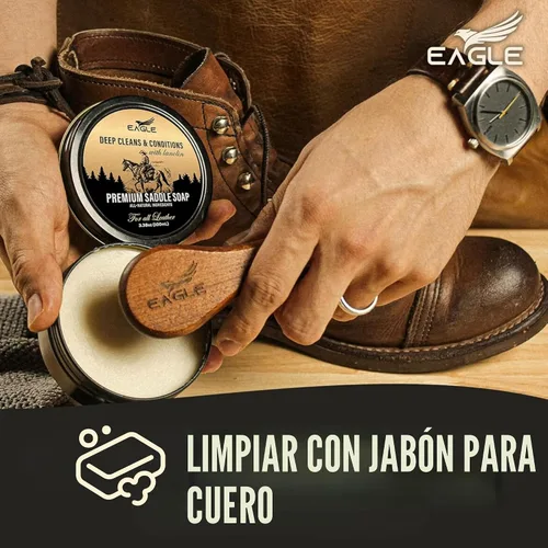 Vista 7 de Kit de Cuidado de Botas de Cuero – Aceite de Visón, Jabón para Monturas de Cuero, Aplicadores y Paño – Kit de Cuidado de Cuero, Kit de Cuidado