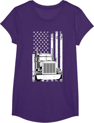 Vista 53 de Camión conductor bandera americana camionero vintage hombres mujeres regalo camiseta