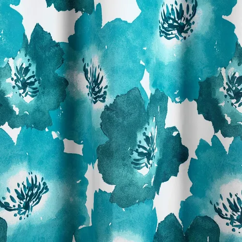 Vista 5 de Lush Decor Julie - Paneles de cortinas de ventana con aislamiento floral y ojales 100% opacas, par, 38" de ancho x 95" de largo, azul y verde Azul