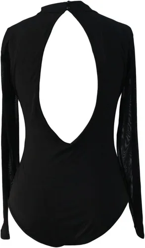 Vista 4 de Lrady - Body de malla traslúcida con cuello alto para mujer, tipo leotardo