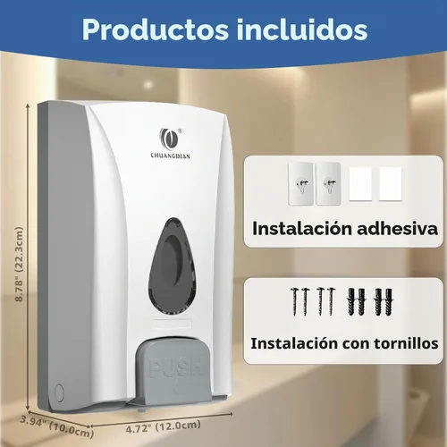 Vista 6 de Dispensador de jabón comercial, 33.8oz montaje en pared, con cerradura Blanco