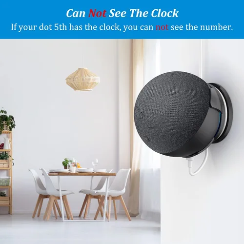 Vista 5 de PlusAcc Soporte de pared para Echo Dot 5ª generación, soporte de pared para Echo Dot 5ª generación, accesorios Alexa Dot 5 que ahorran espacio