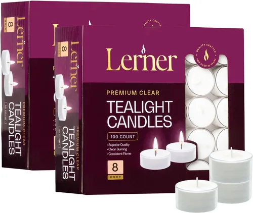 Vista 7 de Lerner - Velas de té en tazas transparentes, 50 unidades, velas de té blanco de 6 horas de combustión prolongada, velas calentadoras de té