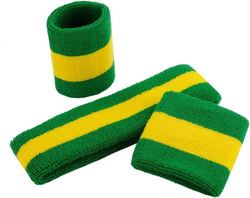 Vista 29 de ONUPGO - Conjunto de diadema y muñequeras deportivas para el sudor, hechas de algodón con bucles, muñequeras, contra humedad
