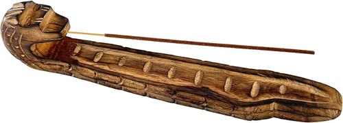 Vista 10 de Soporte para incienso, quemador de incienso/colector de cenizas, bandeja de incienso de madera hecha a mano para el hogar, meditación y yoga, gran