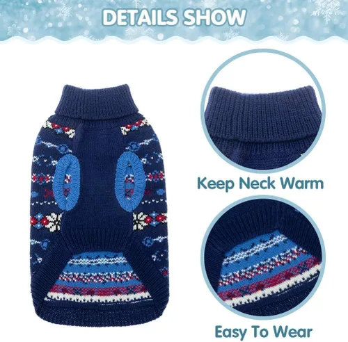 Vista 2 de BINGPET Suéter para Perro - Ropa Navideña de Invierno Cálida para Perros - Suéter de Cuello de Tortuga para Perros Pequeños, Medianos y Grandes