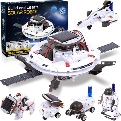 Vista 8 de STEM Education - Juguetes de robots solares para niños de 8 años en adelante, kit de ciencia de bricolaje 6 en 1, juguetes espaciales, 120 piezas