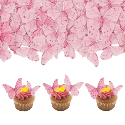 Vista 7 de Gyufise 40 adornos comestibles de mariposa para cupcakes, decoración de tartas, pasteles de boda, fiesta de cumpleaños, decoración de alimentos