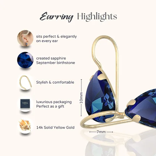 Vista 51 de 14K Solid Gold Earrings - Gemstone Earrings for Women - 14K Gold Earrings for Women - Birthstone Earrings - Teardrop Earrings for Women - Gold