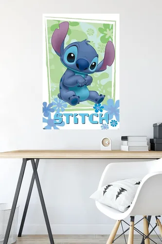 Vista 4 de Trends International Disney Lilo and Stitch - Póster de pared de flores, 22.375 x 34 pulgadas, versión sin marco