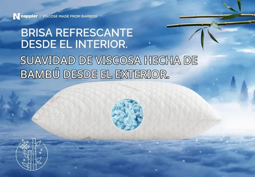 Vista 8 de Nappler - Almohada refrescante para durmientes calientes - Juego premium de 2 almohadas de cama tamaño estándar - Espuma viscoelástica triturada