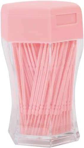 Vista 13 de 200Pcs Double Head Plastic Toothpick, Soft Tooth Floss Picks Interdental Brush Flosser Sticks Oral Brush Cleaning Tool (Green)
