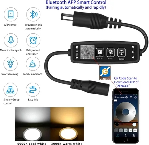Vista 2 de Luces LED inteligentes de disco con control de aplicación, iluminación de gabinete regulable con Bluetooth, sincronización de música y función