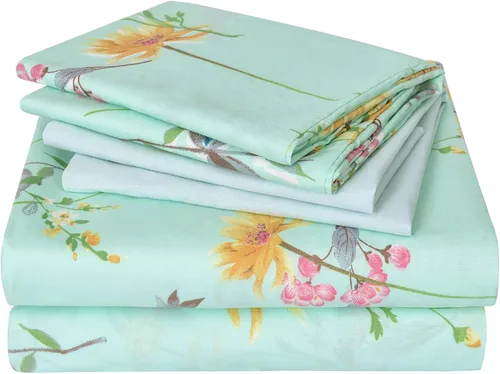 Vista 11 de JSD - Juego de sábanas de 6 piezas con estampado floral de cachemira negra y bolsillo profundo Juego de fundas de almohada de microfibra