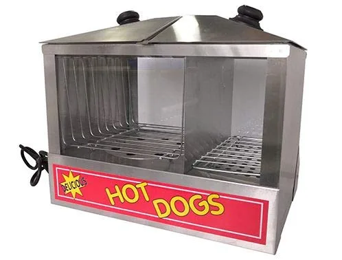 Vista 3 de Adcraft HDS-1300W/100 vaporizador para perritos calientes y bollos, capacidad para 100 perros calientes y 48 bollos, encimera, acero inoxidable, 120
