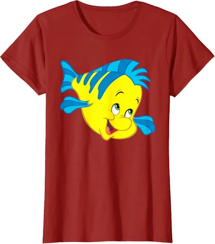 Vista 51 de Disney Camiseta de disfraz de cara grande de la Sirenita Flounder Sidekick