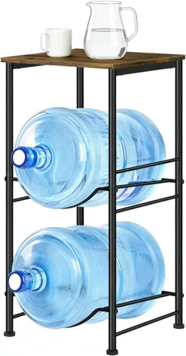Vista 7 de MOOACE Estante para jarra de agua de 3 niveles, organizador de 5 galones con estante superior de almacenamiento, color negro