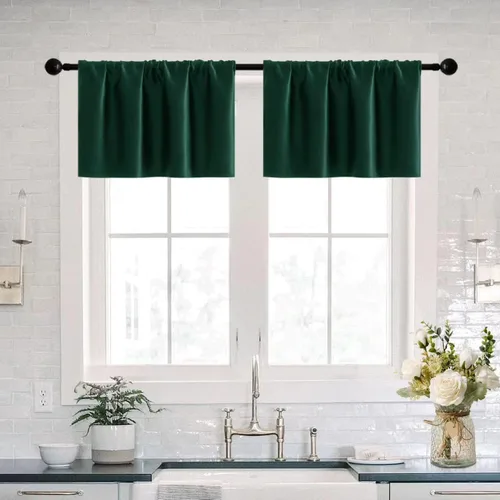 Vista 22 de XTMYI Cortinas pequeñas para ventana de sótano, cenefas opacas para oscurecer la habitación para sala de estar, juego de 2 unidades, beige natural