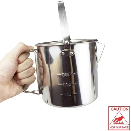 Vista 7 de Hervidor de té de acero inoxidable para camping, olla de senderismo portátil de 1.2 L con asas y tapas para camping, senderismo, picnic