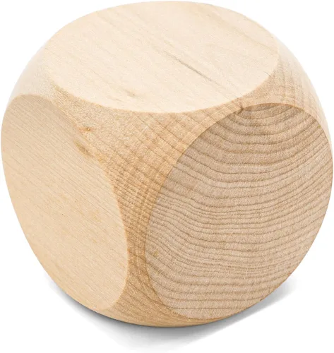 Vista 3 de 20 dados de madera en blanco, bloques cuadrados sin terminar de 2 pulgadas, cubos de madera en blanco de 6 caras con esquinas redondeadas