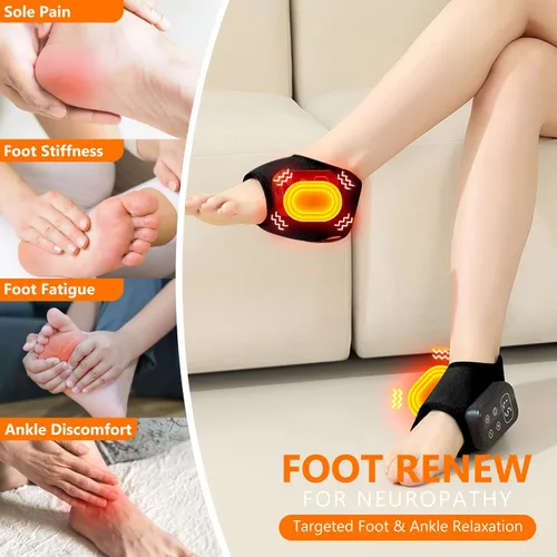 Vista 6 de Foot Advanced Renew - Masajeador de triple método para neuropatía y fascitis plantar, masajeador de pies inalámbrico con calor y vibración, portátil