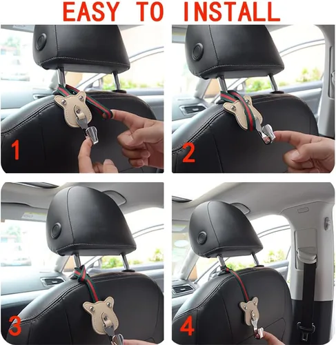 Vista 2 de Gancho para bolso de coche para mujeres, ganchos de reposacabezas para bolsos, colgador de reposacabezas del asiento trasero del coche, vehículo