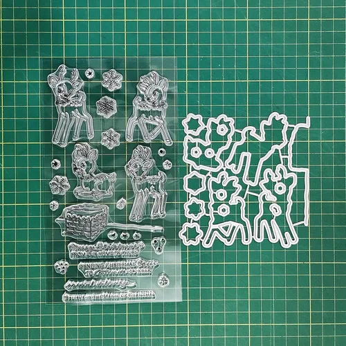 Vista 4 de Juego de sellos y troqueles transparentes de ciervo de Navidad para hacer tarjetas, plantillas cortadas para álbumes de recortes, álbum de fotos