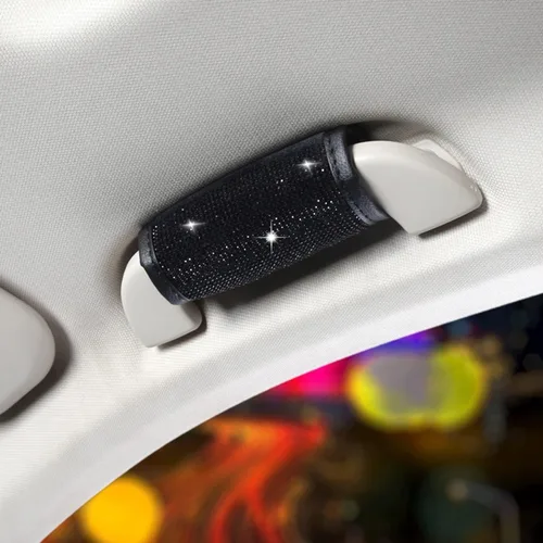 Vista 2 de Paquete de 2 fundas brillantes para manija de puerta de seguridad para automóviles, con cristales brillantes, almohadillas protectoras para manija