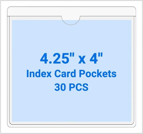 Vista 164 de 30 PCS Clear Self Adhesive Plastic Label Pockets, Top Loading Business & Library Index Card Holders, Peel and Stick Sleeves for Storage Bins, Totes