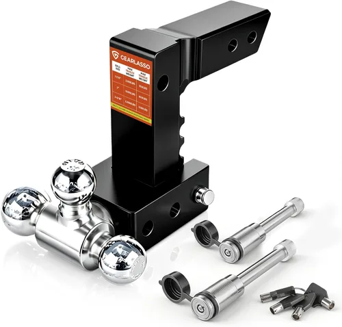 Vista 12 de Enganche de remolque ajustable de 2.5 pulgadas, montaje de bola de trío de Plateado