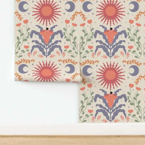 Vista 4 de Muestra de papel tapiz extraíble – Estrella moderna abstracta Sol Luna Geométrico Boho Celestial Personalizado Papel pintado pre-pegado por