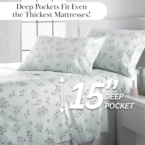 Vista 31 de Southshore Fine Living, Inc. Colección Winter Brush, juego de sábanas de 3 piezas para cama individual, sábana bajera con bolsillo profundo de 14