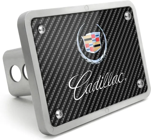 Vista 6 de iPick Image Hecho para Cadillac Logo UV Gráfico Negro Billet Aluminio 2 pulgadas Enganche de remolque Cubierta