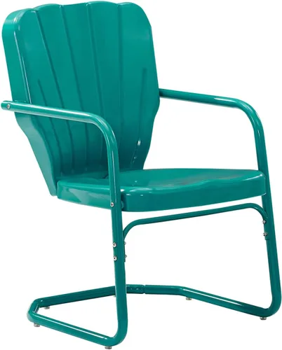 Vista 9 de Crosley Furniture Ridgeland - Juego de 2 sillas para exteriores, sillas de metal retro para comedor, porche, cubierta, azul marino