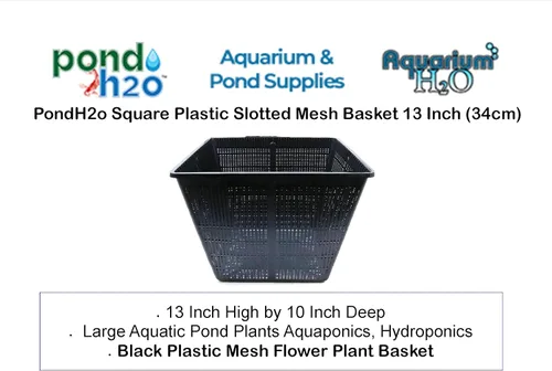 Vista 2 de Cesta cuadrada para plantas de malla de plástico Koi Pond, 13 pulgadas