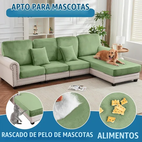 Vista 4 de Funda para Sofá de Terciopelo Elástico Funda de Cojín de Sofá 1 Pieza - Funda Elástica Lavable para Asiento o Respaldo, Fundas de Asiento para Sofás