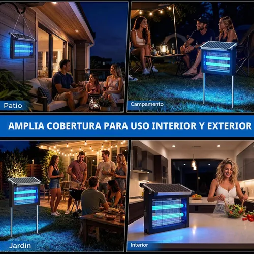 Vista 7 de Exterminador solar de insectos al aire libre, matamosquitos de 4500 V con Asesino de mosquitos eléctrico solar y USB de 10 W, modo automático, 3
