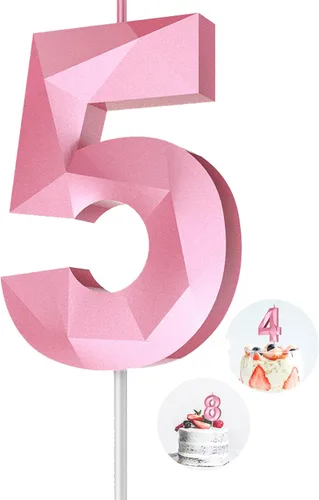 Vista 180 de Velas de cumpleaños con números (0 velas negras), forma de diamante 3D, decoración de pastel de feliz cumpleaños para niños y hombres, cumpleaños