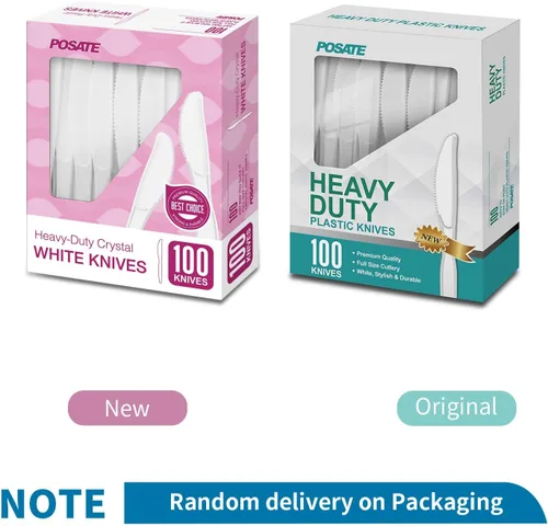 Vista 16 de POSATE Cuchillos de plástico negro, cuchillos de plástico desechables resistentes, paquete de 100, suministros para fiestas