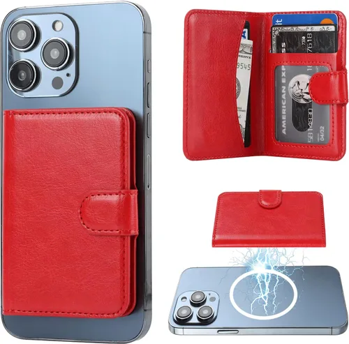 Vista 8 de Bocasal Cartera Magnética para MagSafe, Soporte Magnético para Tarjetas con Bloqueo RFID de Cuero, para iPhone 16/15/14/13/12 Pro/Max/Plus, Cartera