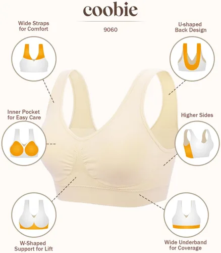 Vista 52 de Coobie Brasier sin costuras de cobertura completa para mujer con acolchado extraíble para mayor comodidad