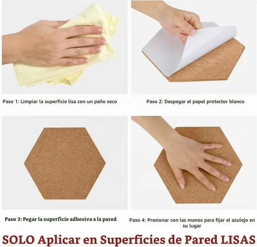 Vista 4 de HBlife - Tablón de anuncios autoadhesivo con diseño hexagonal de corcho, 10