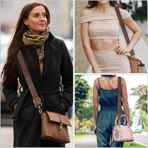 Vista 6 de TIESOME Correa de repuesto para bolso, correa ancha ajustable con estampado de leopardo, correa para bolso de hombro, correas cruzadas, Navidad
