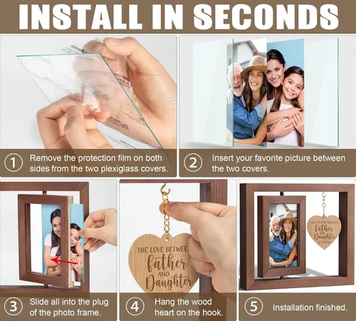 Vista 7 de Tiblue Regalos de Navidad para papá de hija, hijo, niños, mejores regalos para papá, papá, padre, marco de foto 4x6, regalo de Navidad para suegro